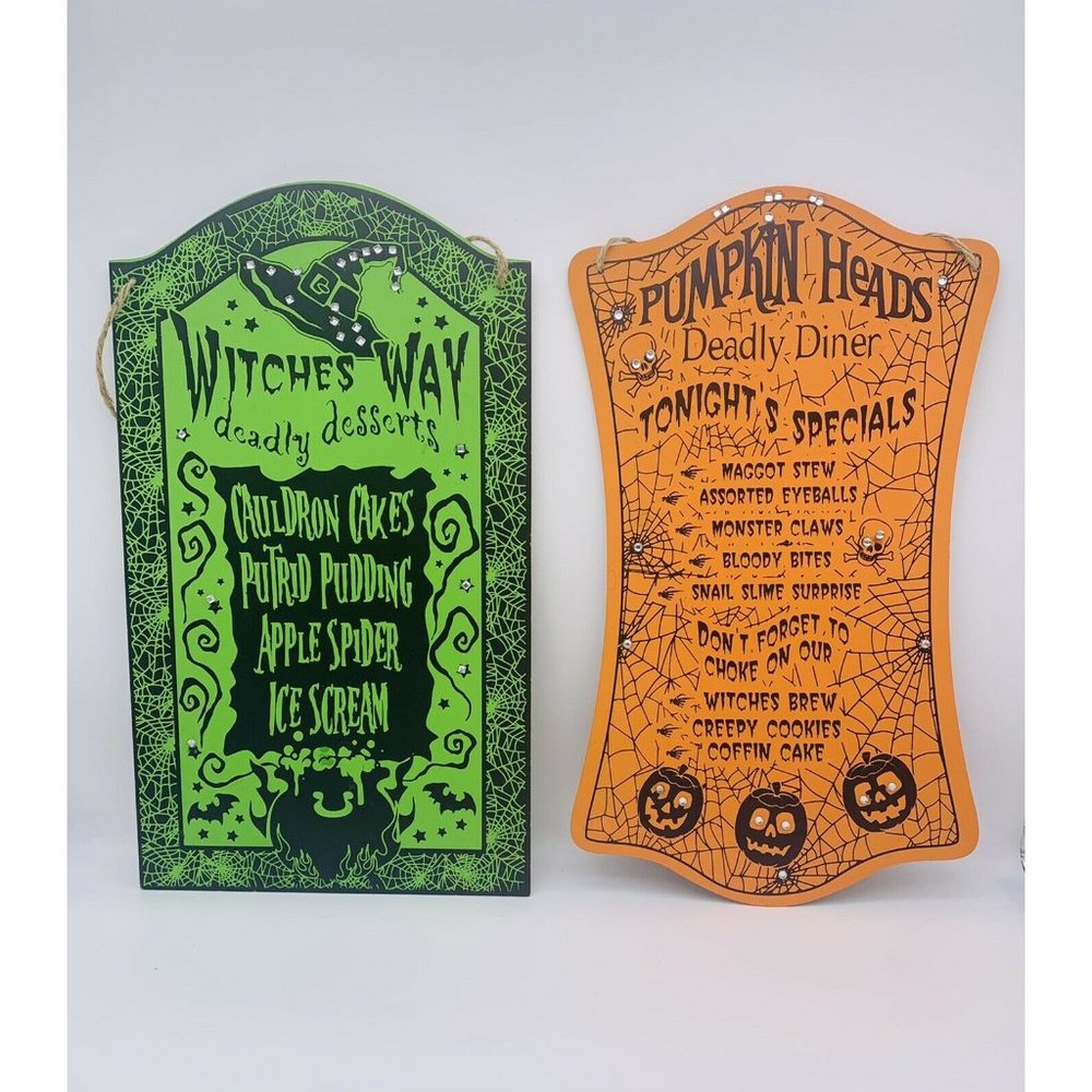 HALLOWEEN Kitchen Restaurant MENU WALL DECOR “Pumpkin Heads” And ”Witches Way”